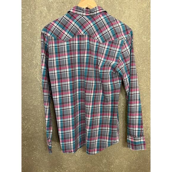 Superbad Shirt Pink Gray Aqua Flannel Button Up Shirt M - Picture 4 of 11